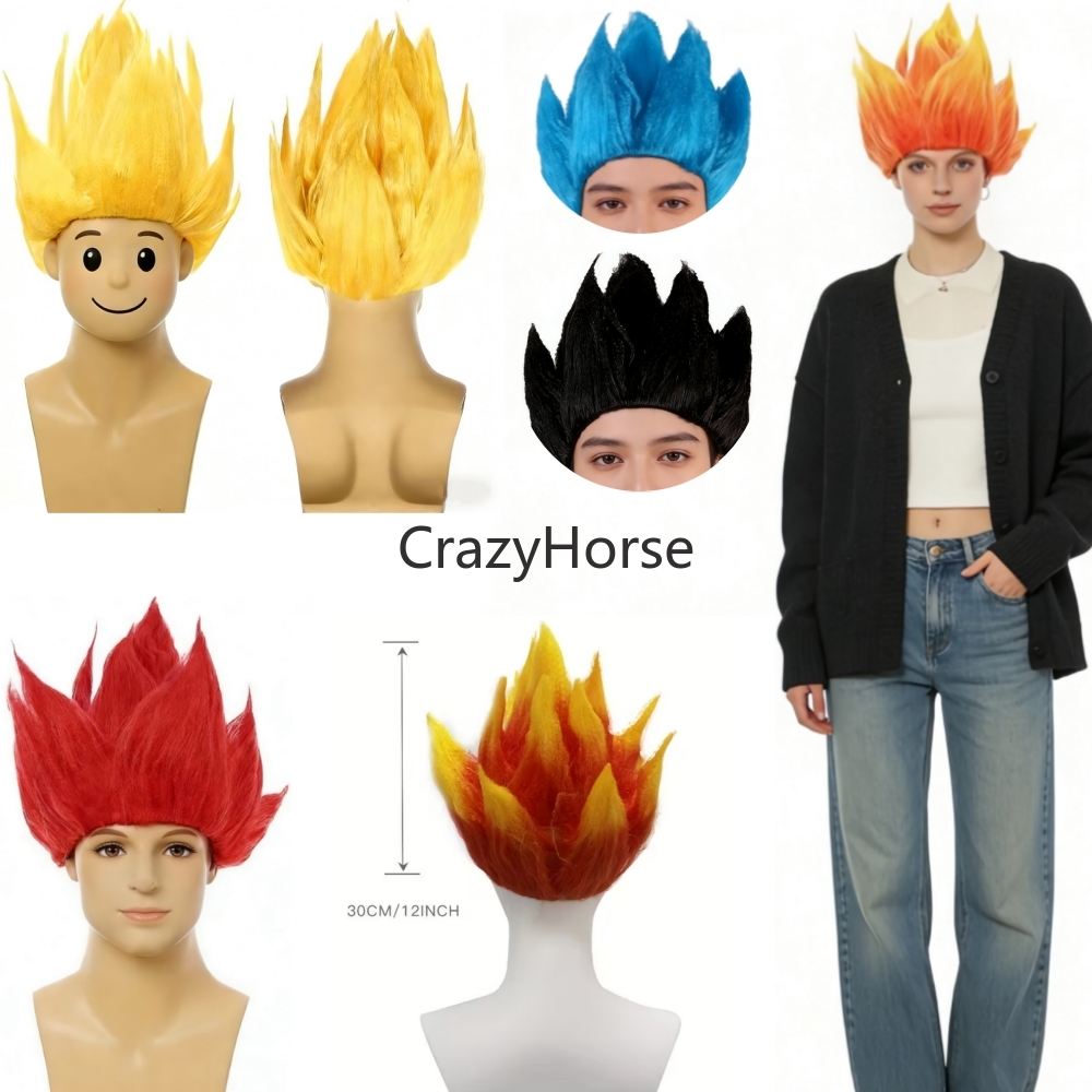 Cosplay Flame Prop - Parrucche Saiyan per Adulti e Ragazzi,